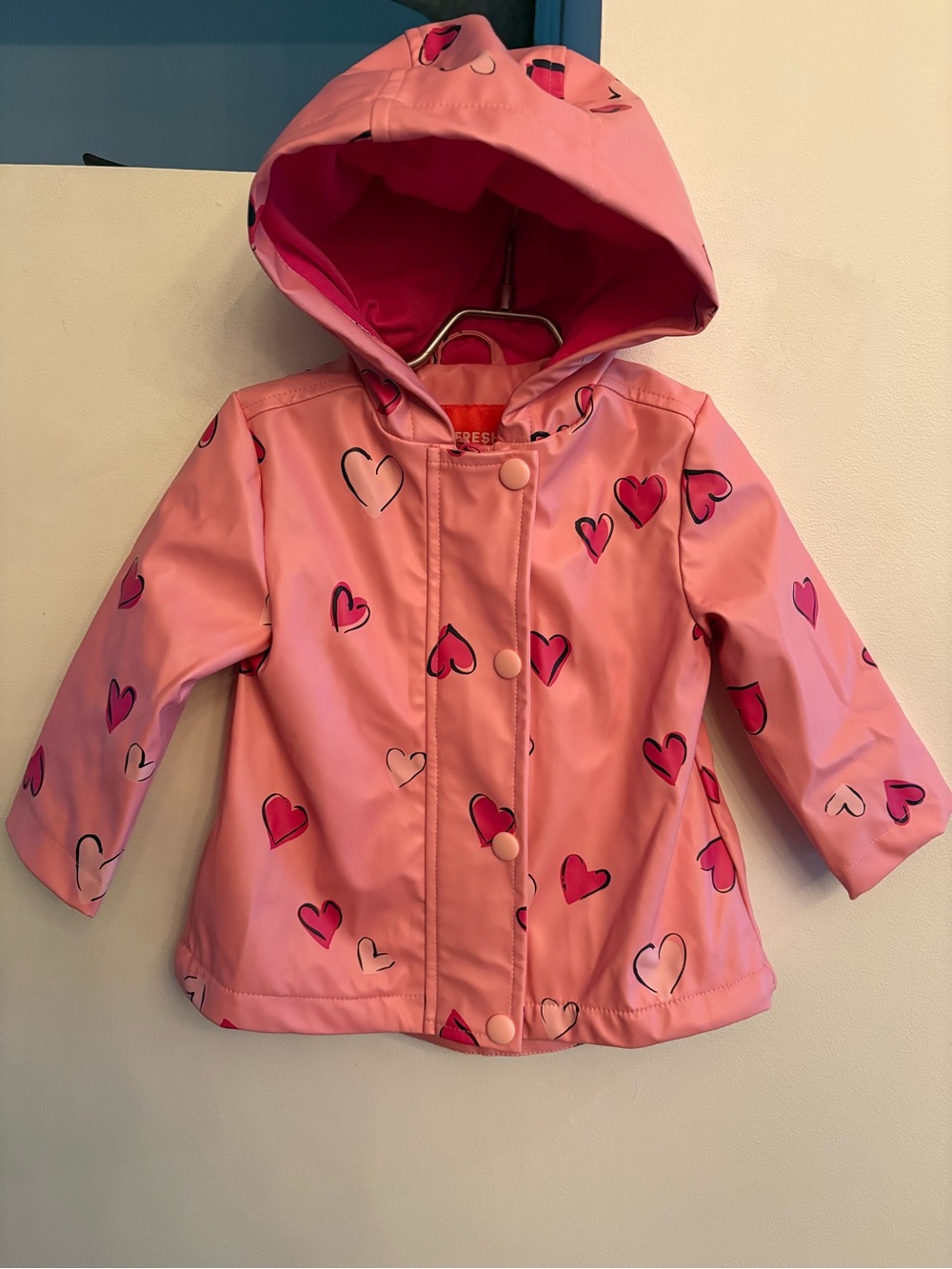 Joe Fresh Pink Heart-Print Hooded Raincoat